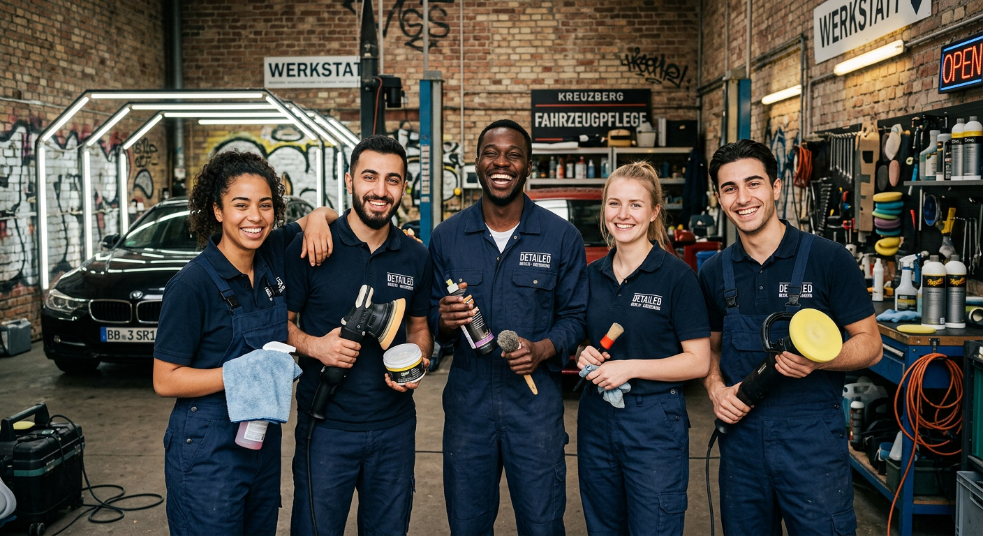 Das Team der Car Werkstatt Kreuzberg — Meisterbetrieb an der Skalitzer Straße mit Werkstatt und Fahrzeugaufbereitung
